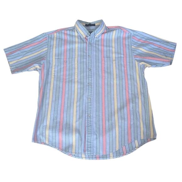 Vintage EDDIE BAUER Northwest Chambray Classic Fit 100% Cotton Striped Shirt XL - Picture 1 of 3